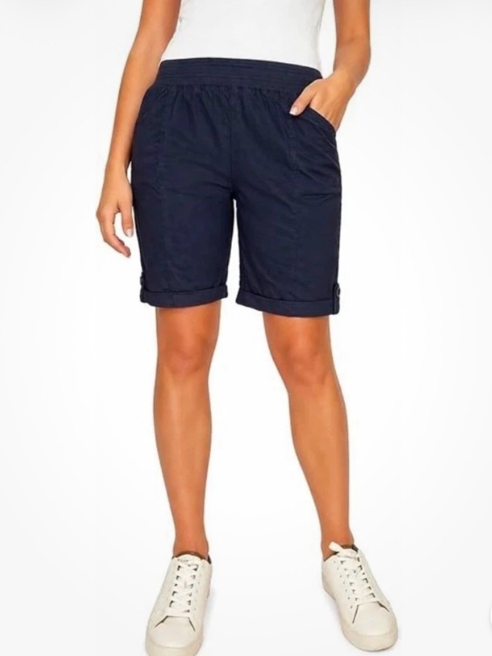 Briggs New York Navy Roll-Cuff Bermuda Shorts